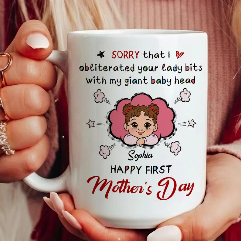 Personalized Mom Coffee Mug – Custom Name Gift for New Mom – First Mother’s Day, Valentine’s or Birthday Gift for Mama – Cute Family Keepsake Cup