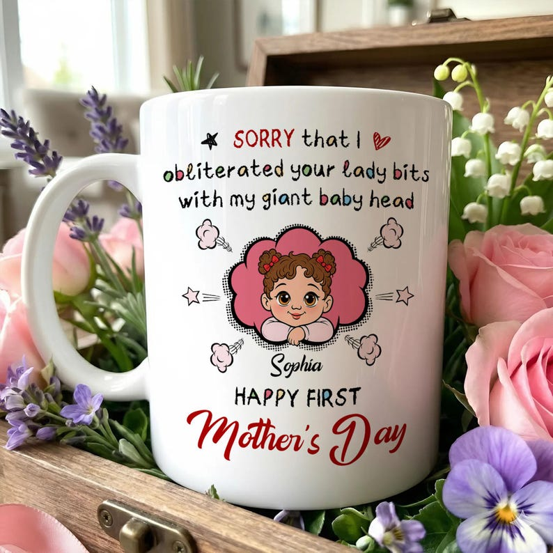 Personalized Mom Coffee Mug – Custom Name Gift for New Mom – First Mother’s Day, Valentine’s or Birthday Gift for Mama – Cute Family Keepsake Cup