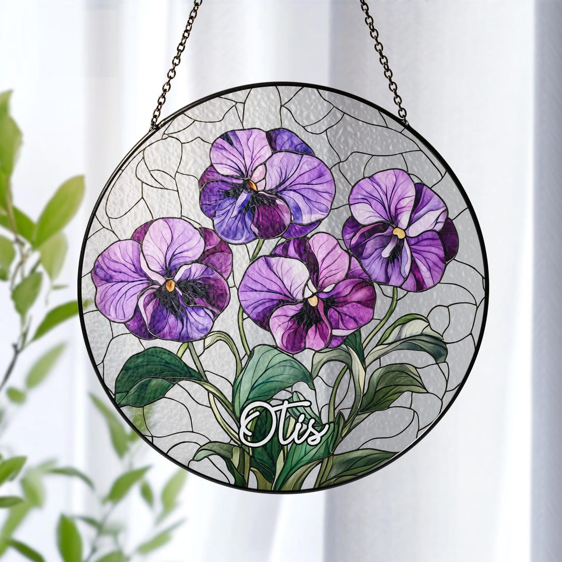 Custom Birth Month Flower Glass Suncatcher, Personalized Mother's Day Gift For Mom, Birth Flower Floral Window Hanging, Birthday Mom Gifts