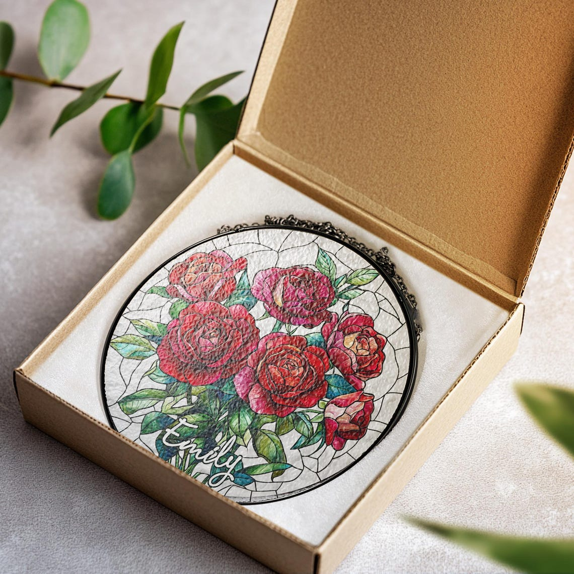 Custom Birth Month Flower Glass Suncatcher, Personalized Mother's Day Gift For Mom, Birth Flower Floral Window Hanging, Birthday Mom Gifts