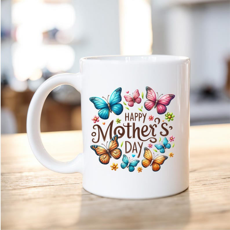 Happy Mother's Day Butterfly Spring Coffee Mug | Personalized Name Option
