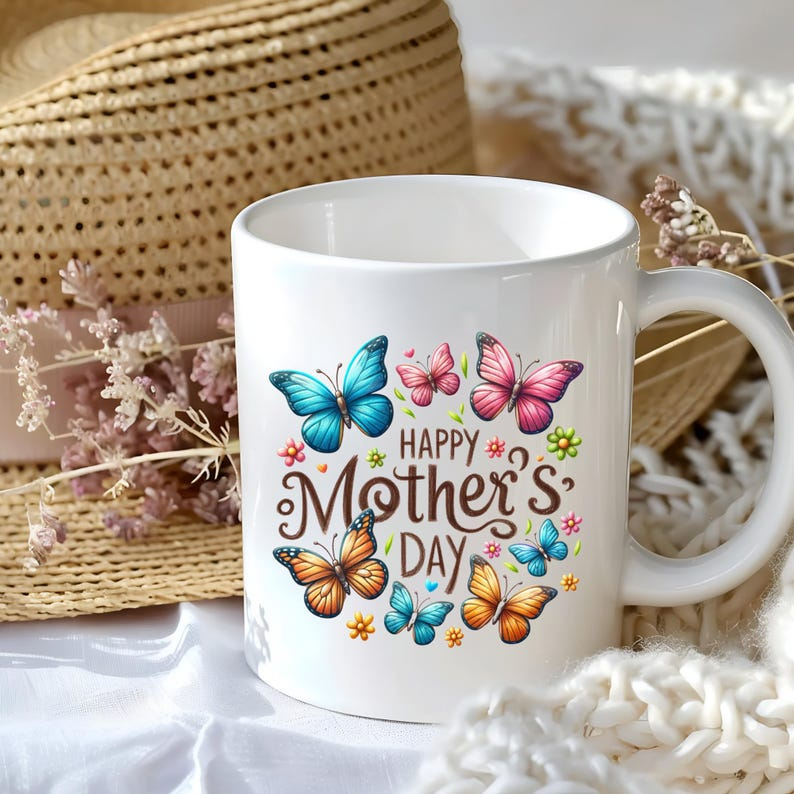 Happy Mother's Day Butterfly Spring Coffee Mug | Personalized Name Option