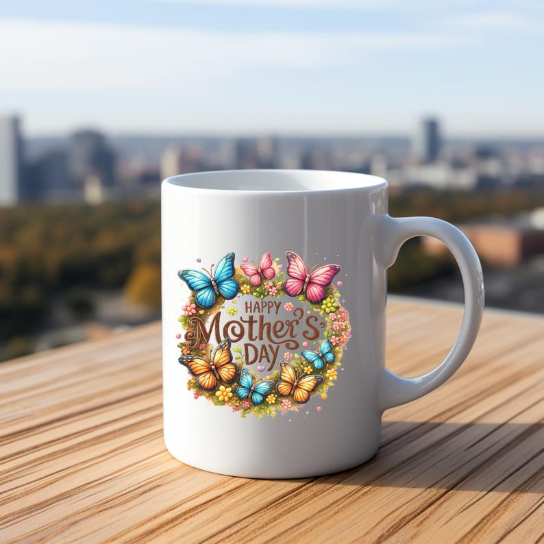 Happy Mother's Day Butterfly Spring Coffee Mug | Personalized Name Option