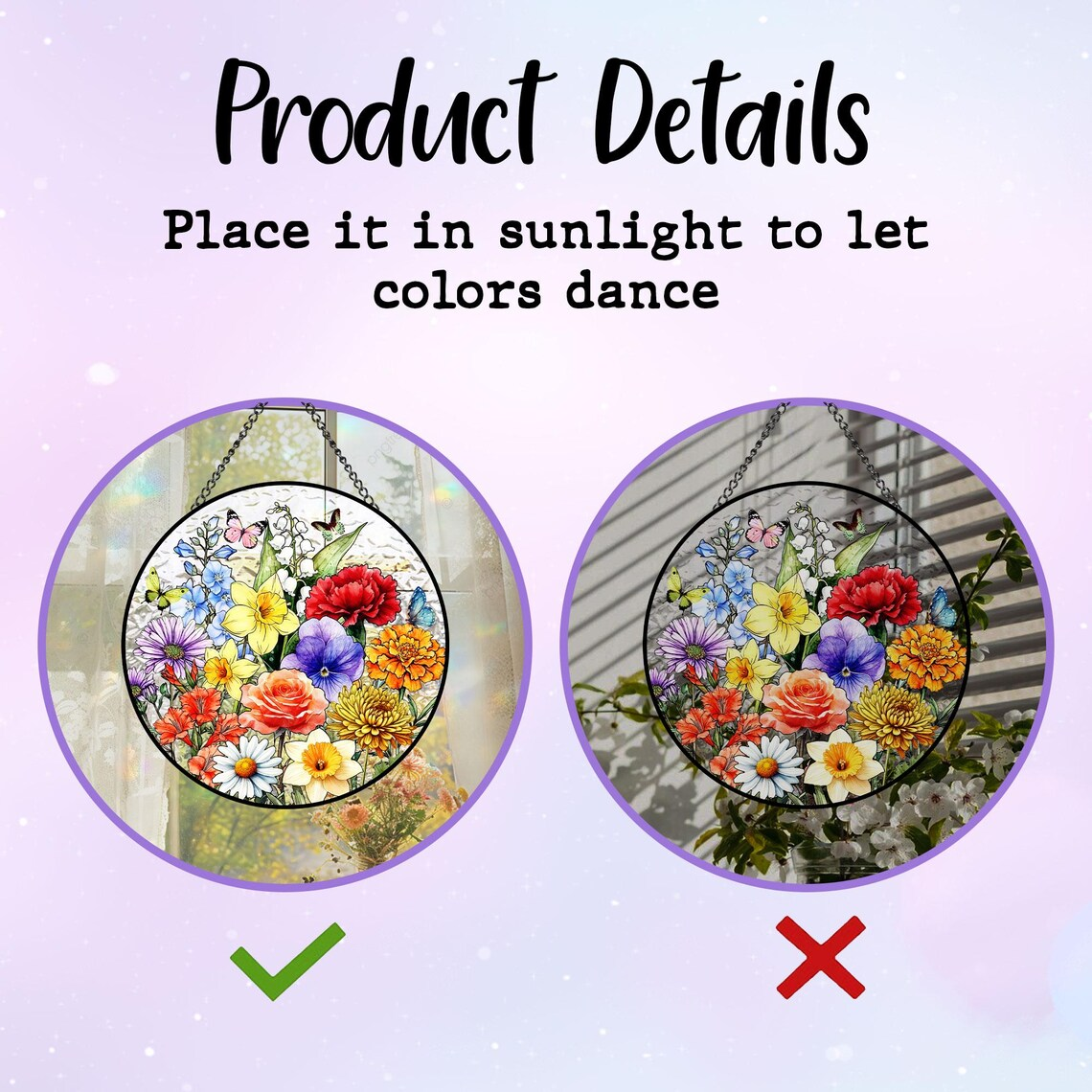 Personalized Family Birth Flower Suncatcher, Custom Glass Art, Mother's Day Gift, Mommy's Garden Decor, Nana's Blessings