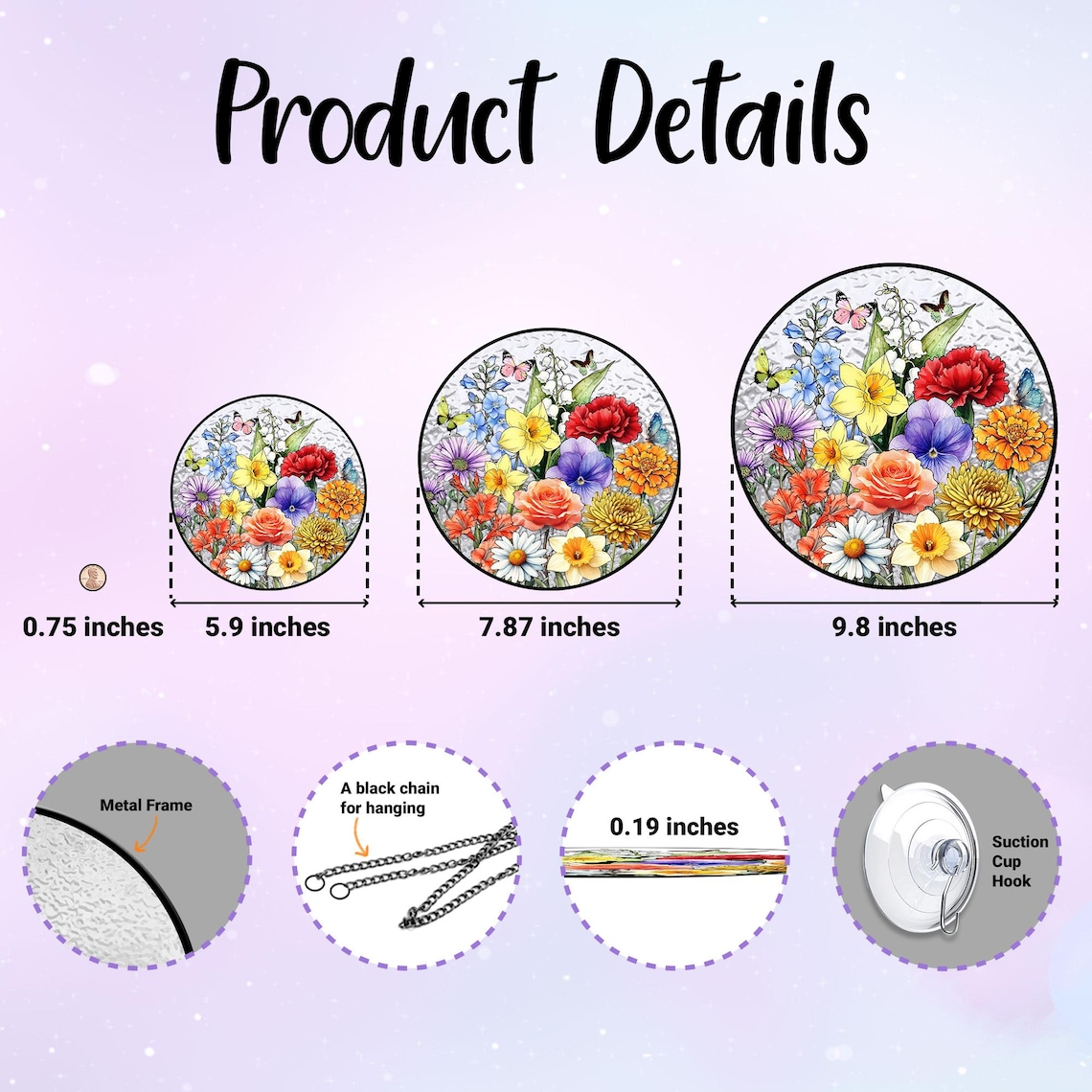 Personalized Family Birth Flower Suncatcher, Custom Glass Art, Mother's Day Gift, Mommy's Garden Decor, Nana's Blessings