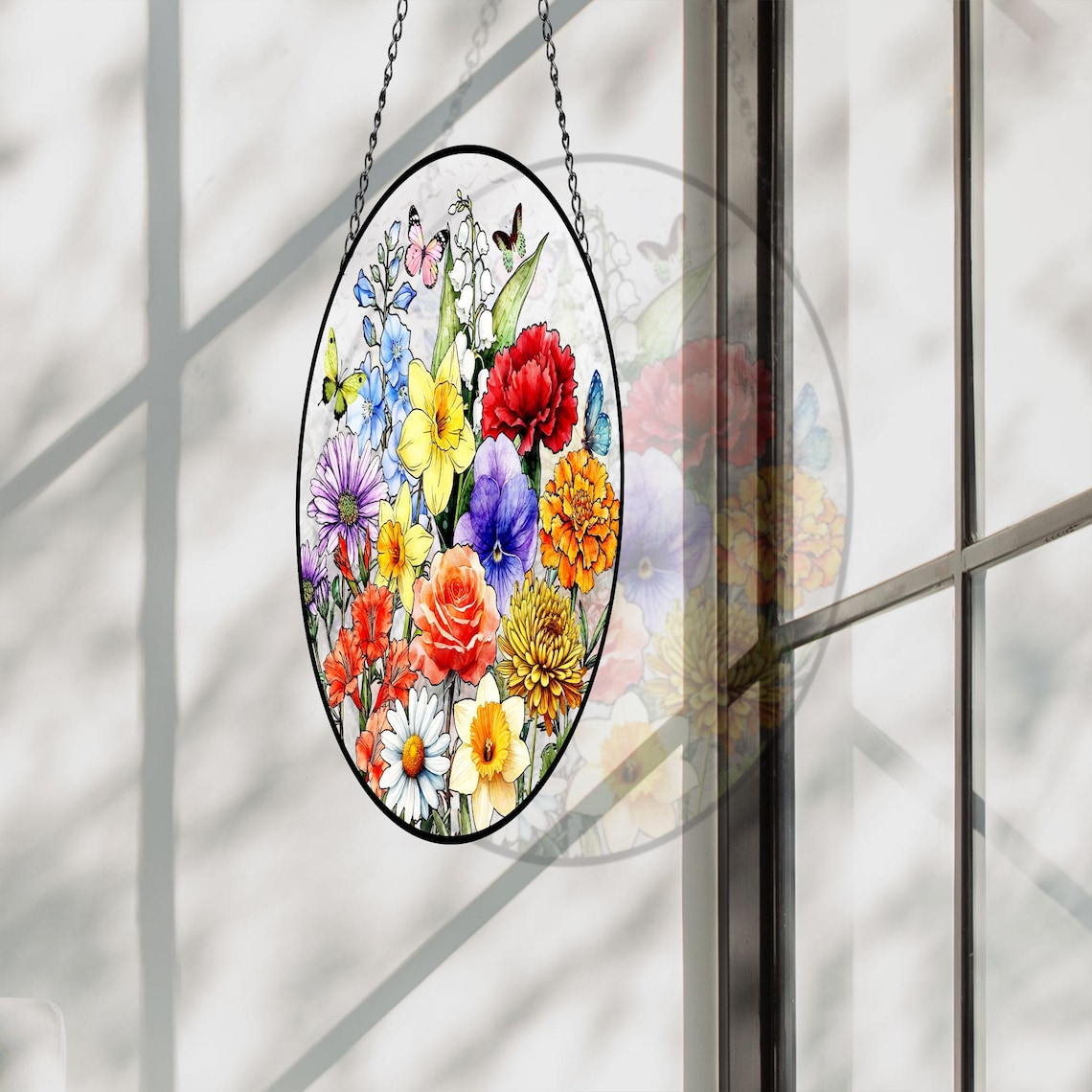 Personalized Family Birth Flower Suncatcher, Custom Glass Art, Mother's Day Gift, Mommy's Garden Decor, Nana's Blessings