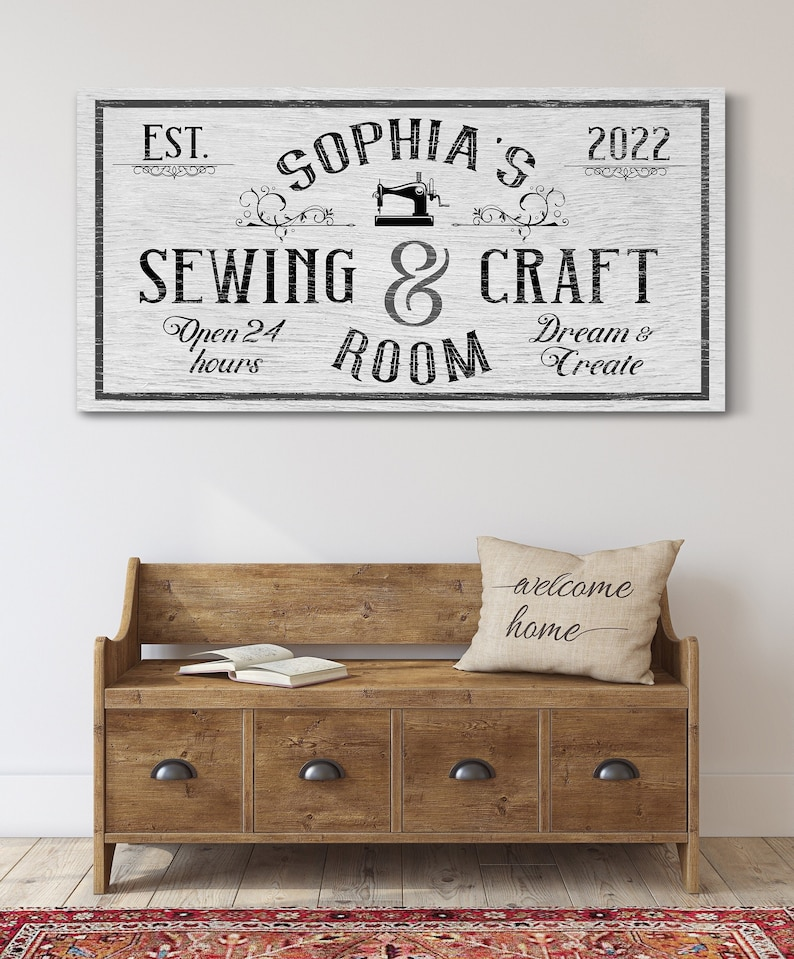 Personalized Sewing And Craft Room Sign, Embroidery Decor, Sewing Room Decor, Mother's Day Gift, Farmhouse Wall Art, Large Canvas Print