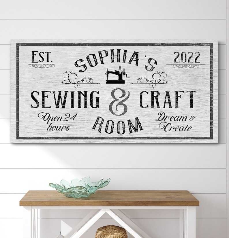 Personalized Sewing And Craft Room Sign, Embroidery Decor, Sewing Room Decor, Mother's Day Gift, Farmhouse Wall Art, Large Canvas Print