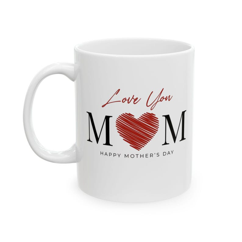 Mom Script Heart Mug | Ceramic Coffee Cup, Mother's Day