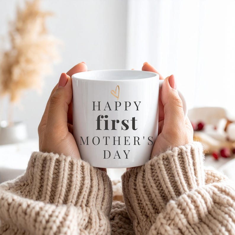 Personalized First Mother’s Day Mug – 1st Mother’s Day Gift from Baby – New Mom Coffee Cup – Custom Name Present for Mum