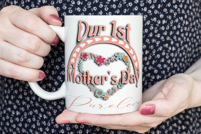 Personalized Our First Mother’s Day Mug – Custom Name Coffee Cup – First Time Mom Gift – 11oz Ceramic New Mom Keepsake