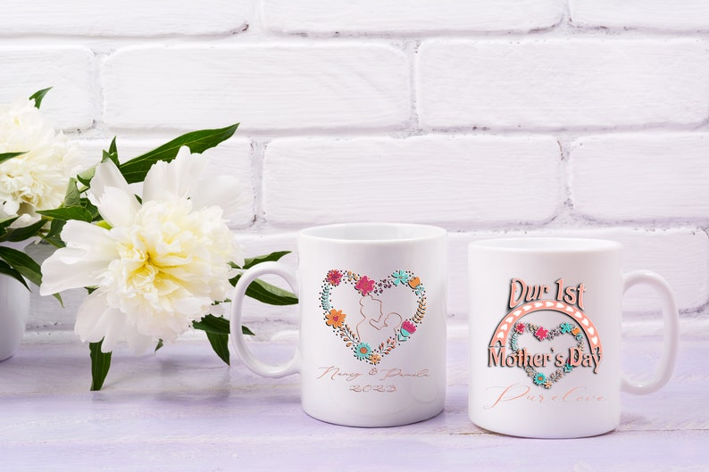 Personalized Our First Mother’s Day Mug – Custom Name Coffee Cup – First Time Mom Gift – 11oz Ceramic New Mom Keepsake