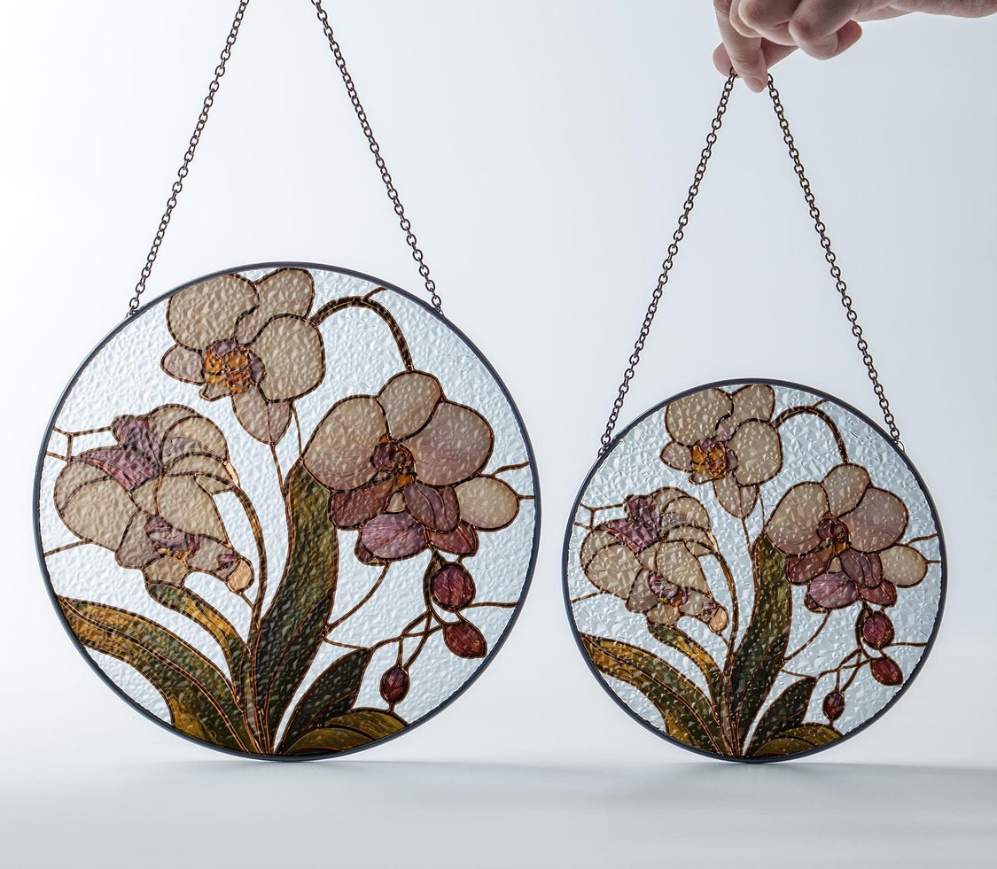 Orchid Flower suncatcher, Orchid Glass Window Hanging, Flower Lover Decor, Natural Lover Gift, Home Decor,Orchid Suncatcher,Mothers Day Gift