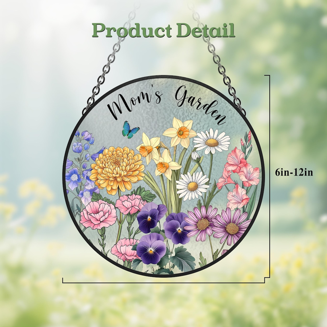 Custom Family Birth Flowers Glass Suncatcher, Personalized Flower Glass Art, Mom's Garden Gift, Mother's Day Gift, Gift for Her, Home Decor