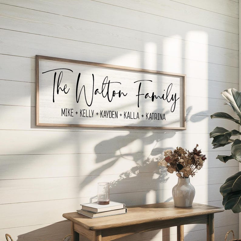 Personalized Family Name Sign - Custom Framed Canvas Sign With Last Name And Family Members' Names - Perfect Wedding Or Housewarming Gift, Mother's Day Gift