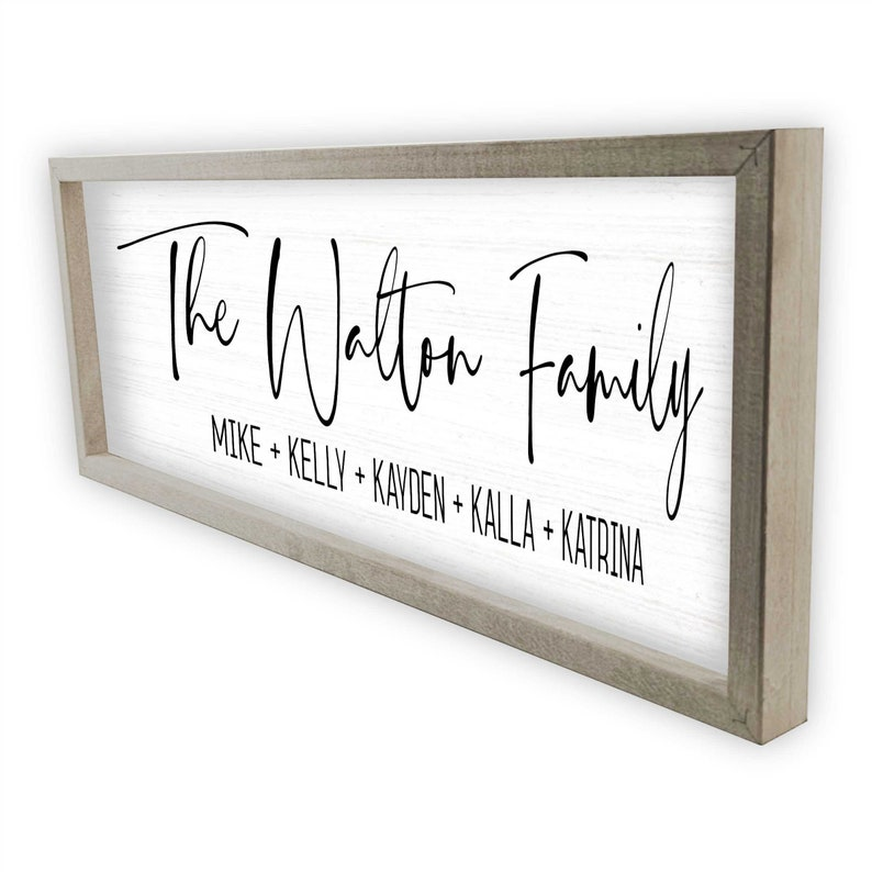 Personalized Family Name Sign - Custom Framed Canvas Sign With Last Name And Family Members' Names - Perfect Wedding Or Housewarming Gift, Mother's Day Gift