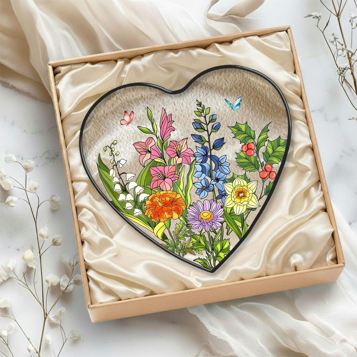 Custom Birth Month Flower Stained Glass Suncatcher,Personalized Grandma's Garden Window Decor,Family Birthmonth Flower Gift,Mothers Day Gift