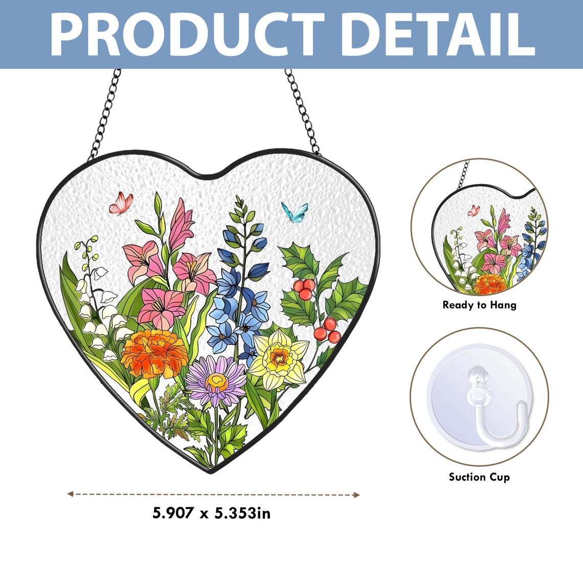 Custom Birth Month Flower Stained Glass Suncatcher,Personalized Grandma's Garden Window Decor,Family Birthmonth Flower Gift,Mothers Day Gift