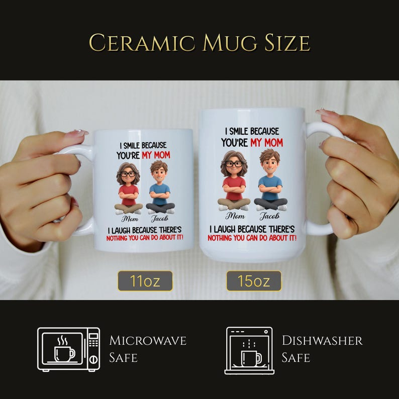 Funny “I Smile Because You’re My Mom” Mug – Perfect Gift from Son for Mother’s Day