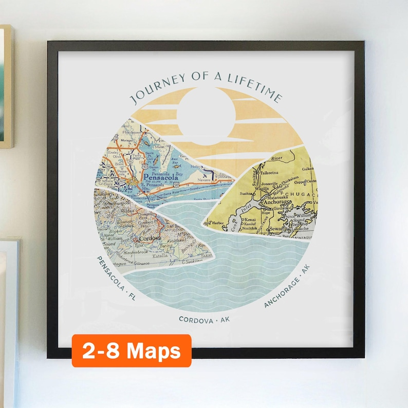 Personalized Map Art! Custom Gift for Mom or Dad. Decor customized print housewarming christmas birthday wife journey circle last