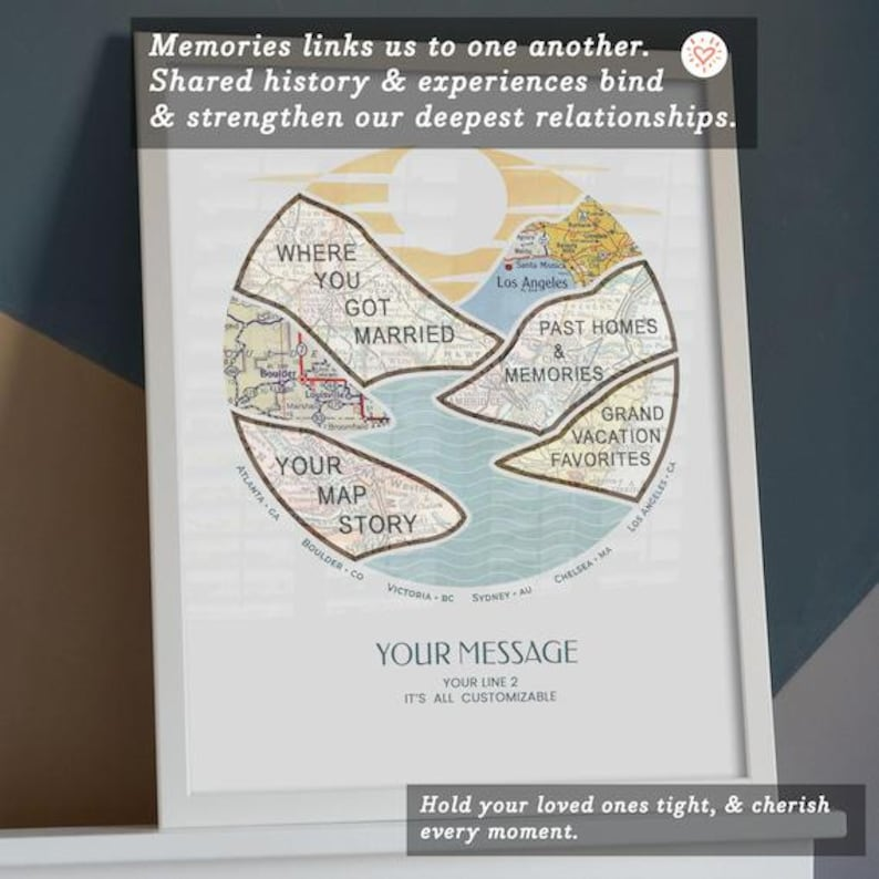 Personalized Map Art! Custom Gift for Mom or Dad. Decor customized print housewarming christmas birthday wife journey circle last