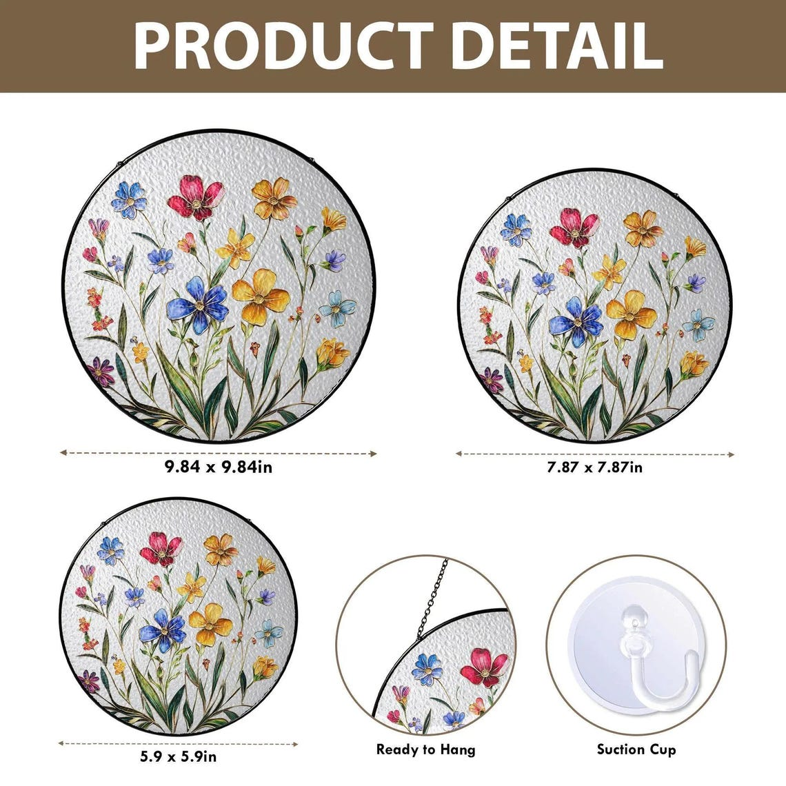 Personalized Floral Stained Glass Suncatcher for Grandma, Mimi Nana Flower Window Hanging, Grandmother Gift from Grandkids, Birthday Gift