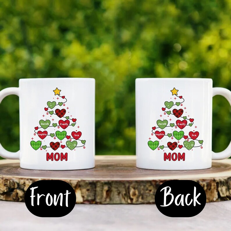 Personalized Christmas Mug for Mom Grandma – Custom Names Coffee Mug, Grammy Gift, Family Coffee Lover Present