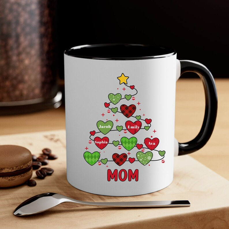 Personalized Christmas Mug for Mom Grandma – Custom Names Coffee Mug, Grammy Gift, Family Coffee Lover Present