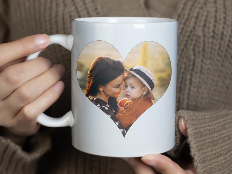 Custom Photo Mug for Mom – Baby Picture in Heart Shape, Perfect Gift for Her