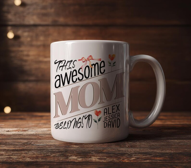 Mom Mug with Names, Mama Cup, Mother's Day Gift Coffee 2026 Mommy to Be