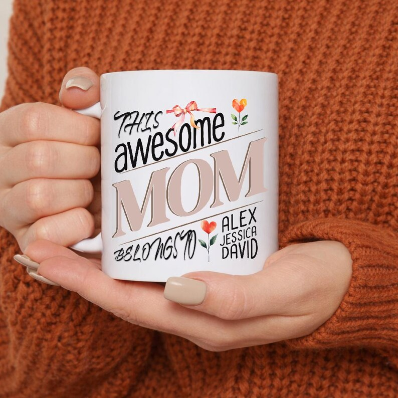 Mom Mug with Names, Mama Cup, Mother's Day Gift Coffee 2026 Mommy to Be
