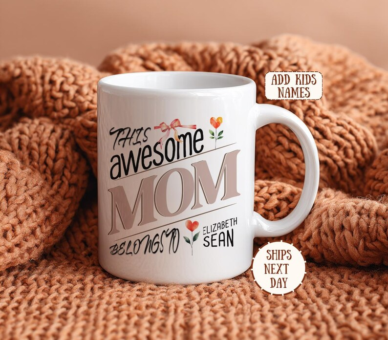 Mom Mug with Names, Mama Cup, Mother's Day Gift Coffee 2026 Mommy to Be