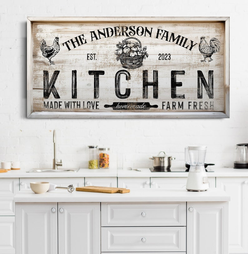 Personalized Kitchen Sign, Custom Family Kitchen Decor, Kitchen Wall Art, Housewarming Gift, Mothers Day Gifts, Farmhouse Kitchen Canvas Art