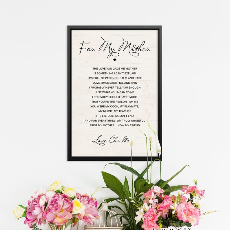 For My Mother Canvas Sign, Mother Gift from Daughter, Mom Birthday Gift, Mother of the Bride Gift, Mother’s Day Wall Art
