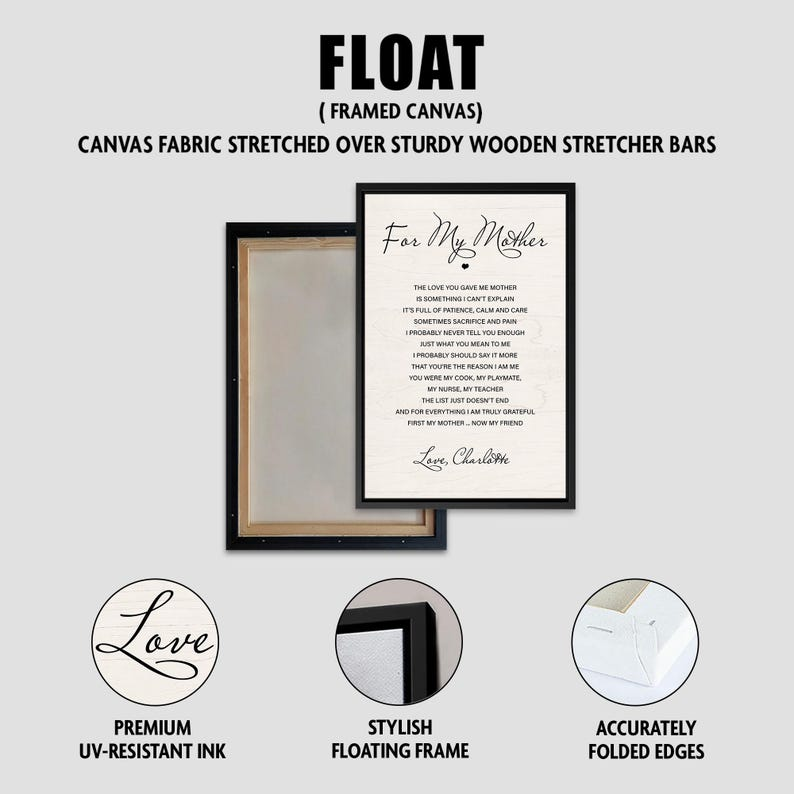 For My Mother Canvas Sign, Mother Gift from Daughter, Mom Birthday Gift, Mother of the Bride Gift, Mother’s Day Wall Art