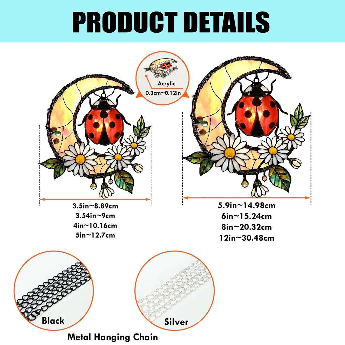 Ladybug Suncatcher Acrylic Window Hanging, Mother's Day Gift, Ladybug Daisy Flower Stained Glass Decor, Ladybug Lover, Mom Gift Grandma Gift