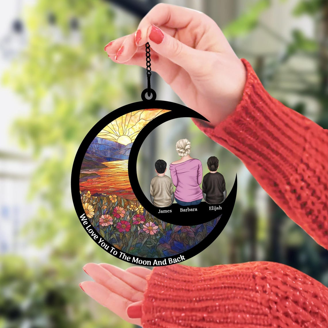 Personalized Grandma And Grandkids Suncatcher Ornament, Mother's Day Gifts For Grandma, Nana Suncatcher, Custom Grandma's Gift, Window Decor