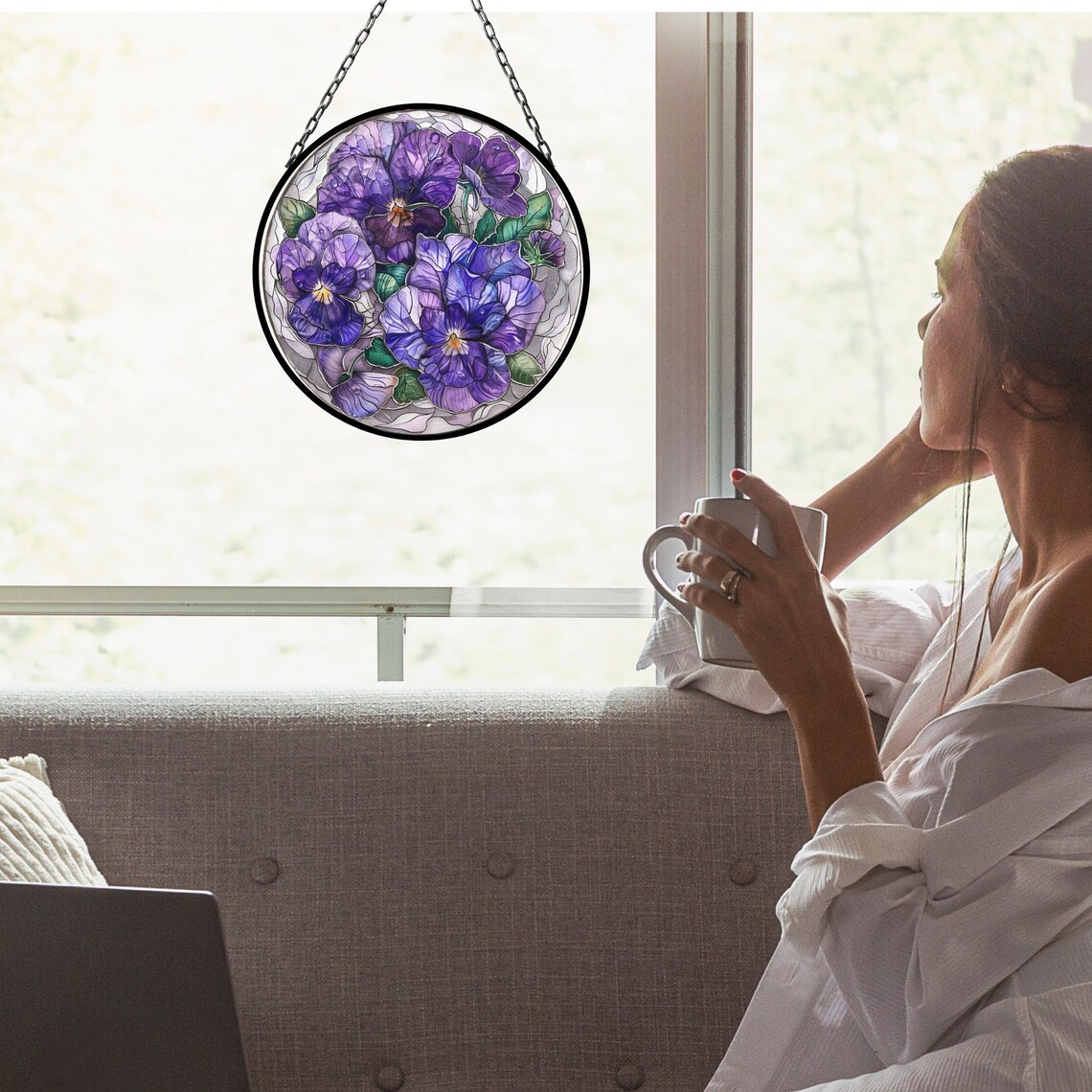 Violet February Artful Birth Month Suncatcher for Mothers Day Birthday Gift for Her Mom Wife Mother Grandmother