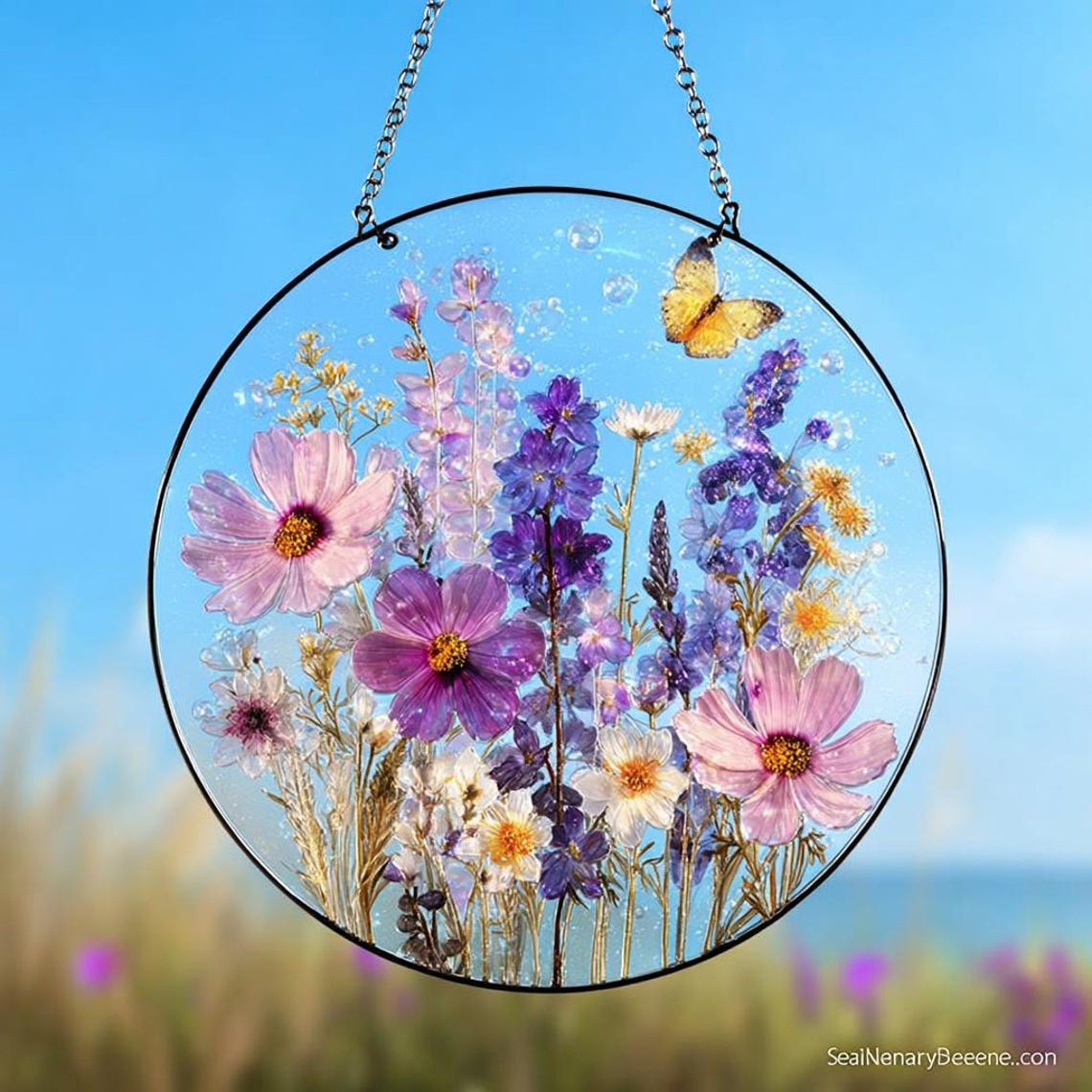 Personalized Birth Month Flowers Suncatcher, Mom Grandma's Garden Glass Art, Mother's Day Gift