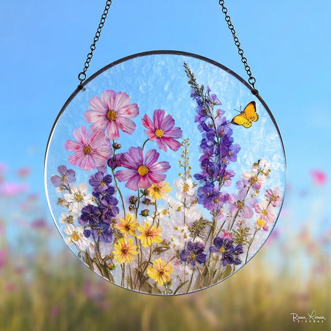 Personalized Birth Month Flowers Suncatcher, Mom Grandma's Garden Glass Art, Mother's Day Gift