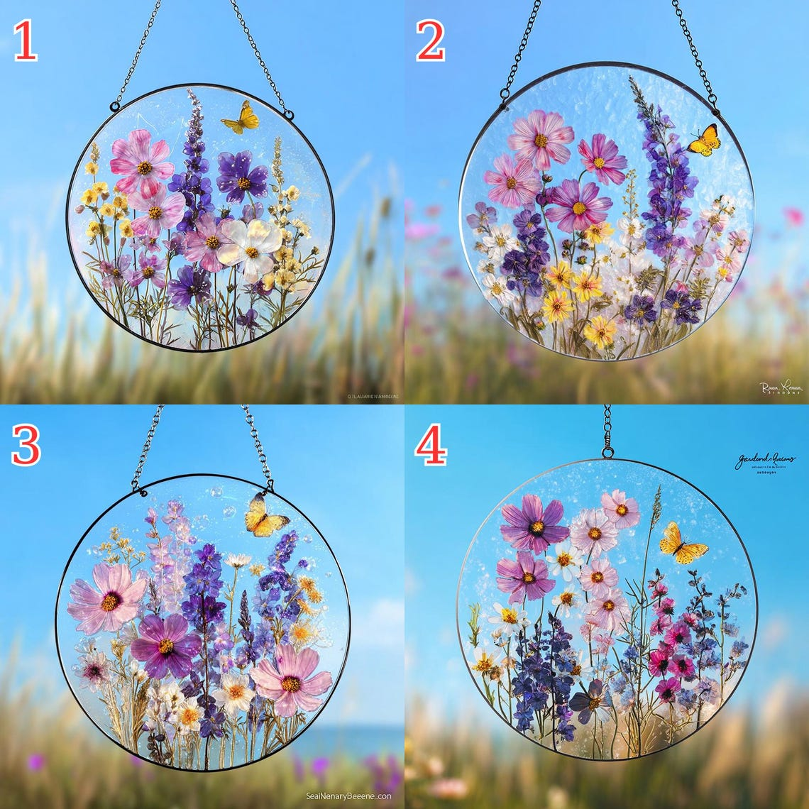 Personalized Birth Month Flowers Suncatcher, Mom Grandma's Garden Glass Art, Mother's Day Gift