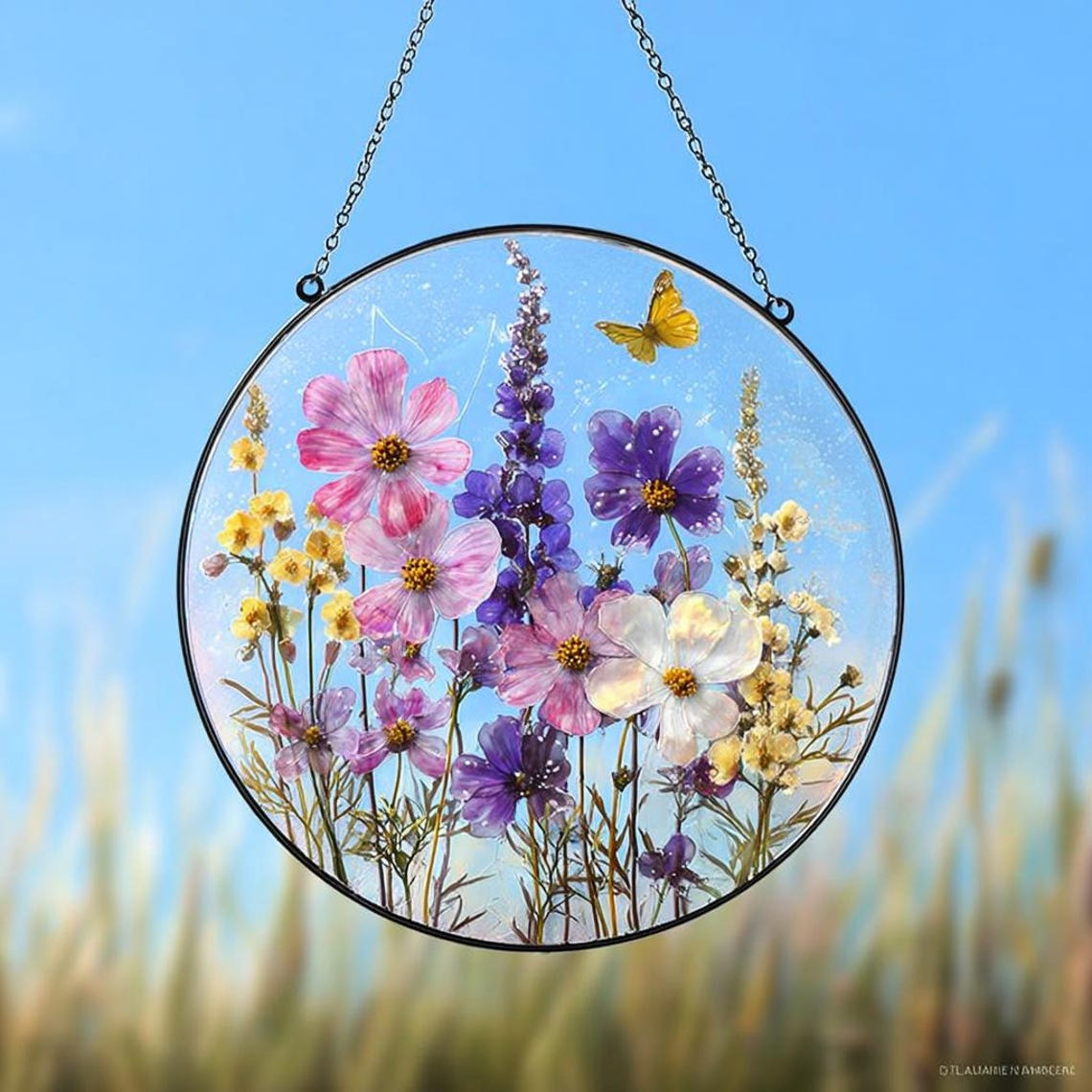 Personalized Birth Month Flowers Suncatcher, Mom Grandma's Garden Glass Art, Mother's Day Gift