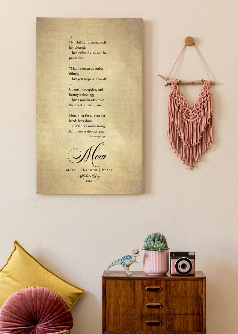 Proverbs 31 on Canvas, Christian Gift for Mom, Personalized Mother's day Gift, Mother's Day Bible Verse, Mother's Day Gift for Wife, Custom