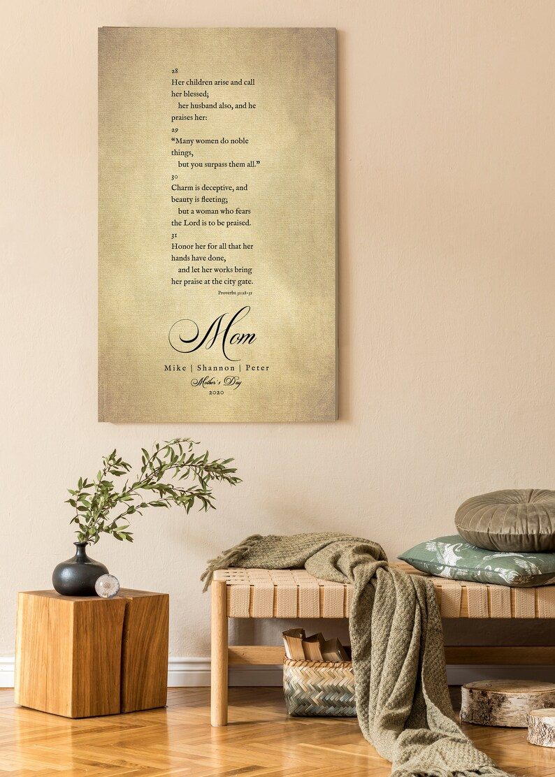 Proverbs 31 on Canvas, Christian Gift for Mom, Personalized Mother's day Gift, Mother's Day Bible Verse, Mother's Day Gift for Wife, Custom