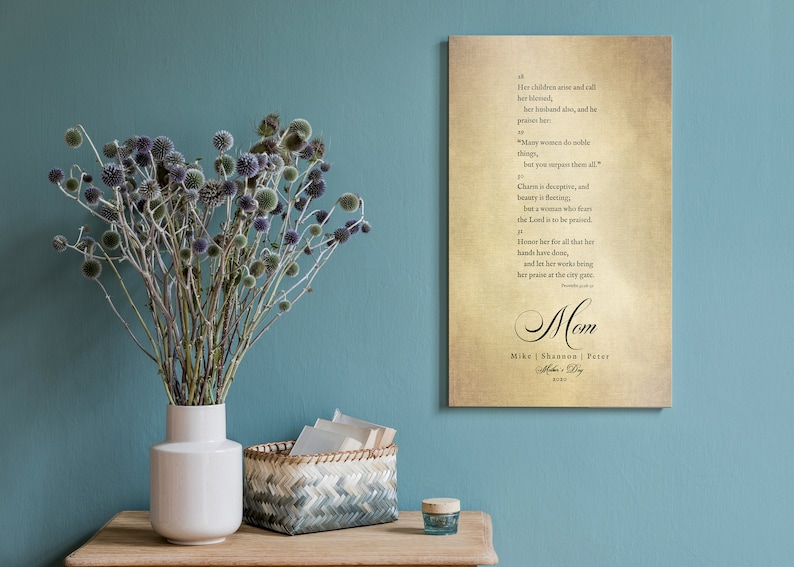 Proverbs 31 on Canvas, Christian Gift for Mom, Personalized Mother's day Gift, Mother's Day Bible Verse, Mother's Day Gift for Wife, Custom