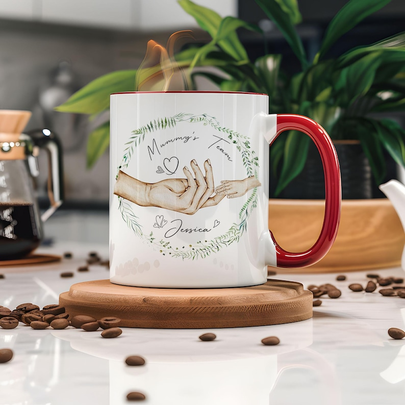 Personalized Mummy Mug with Kids Names – Cute “Mom Team” Gift for Mother’s Day or Birthday