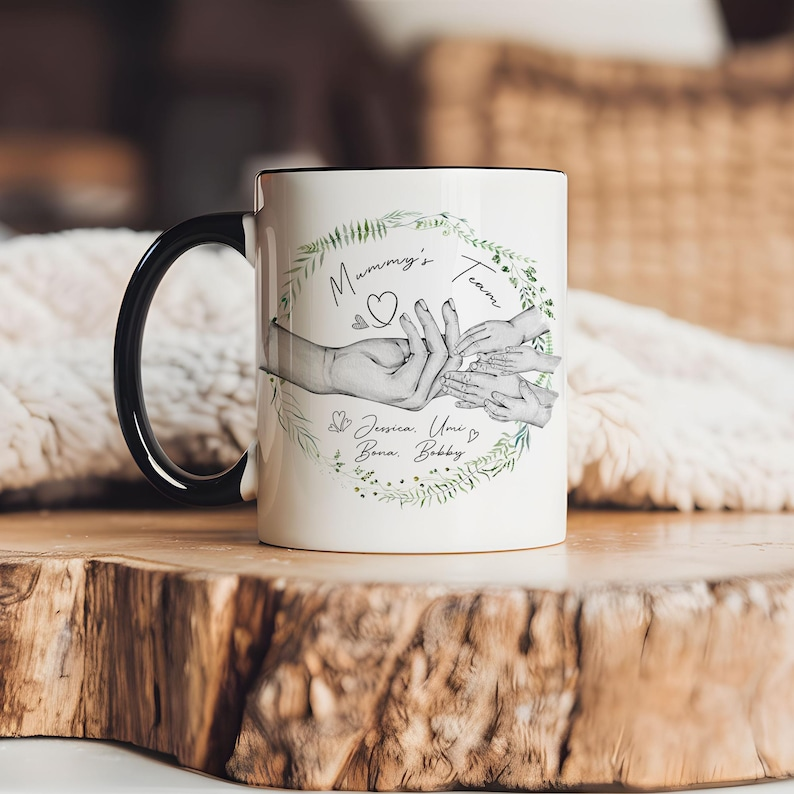 Personalized Mummy Mug with Kids Names – Cute “Mom Team” Gift for Mother’s Day or Birthday