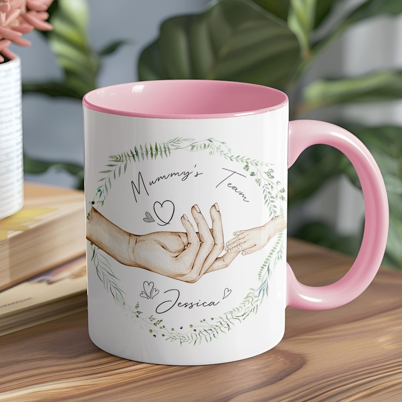 Personalized Mummy Mug with Kids Names – Cute “Mom Team” Gift for Mother’s Day or Birthday