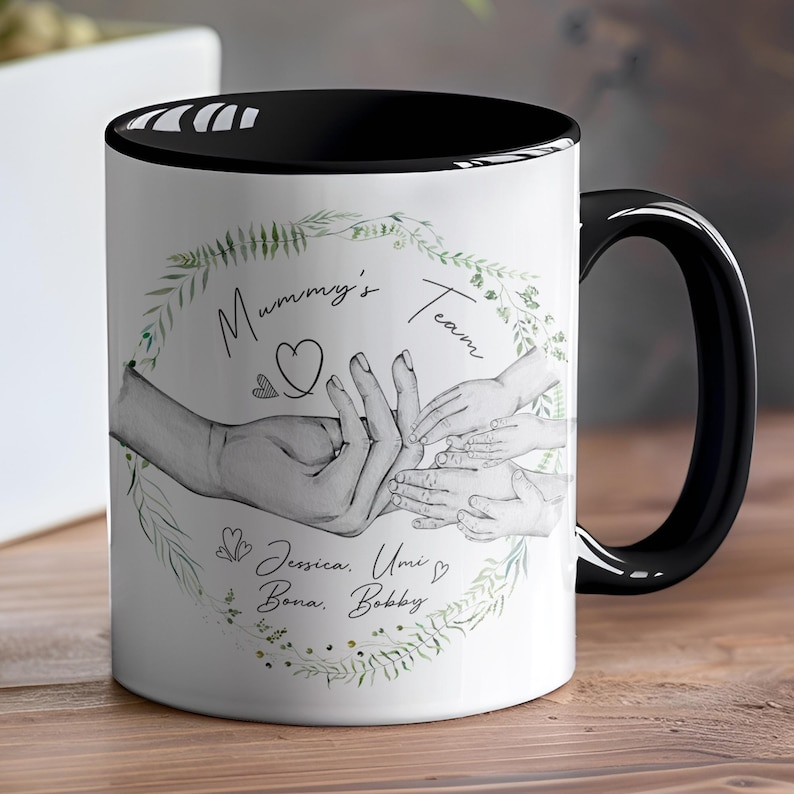 Personalized Mummy Mug with Kids Names – Cute “Mom Team” Gift for Mother’s Day or Birthday