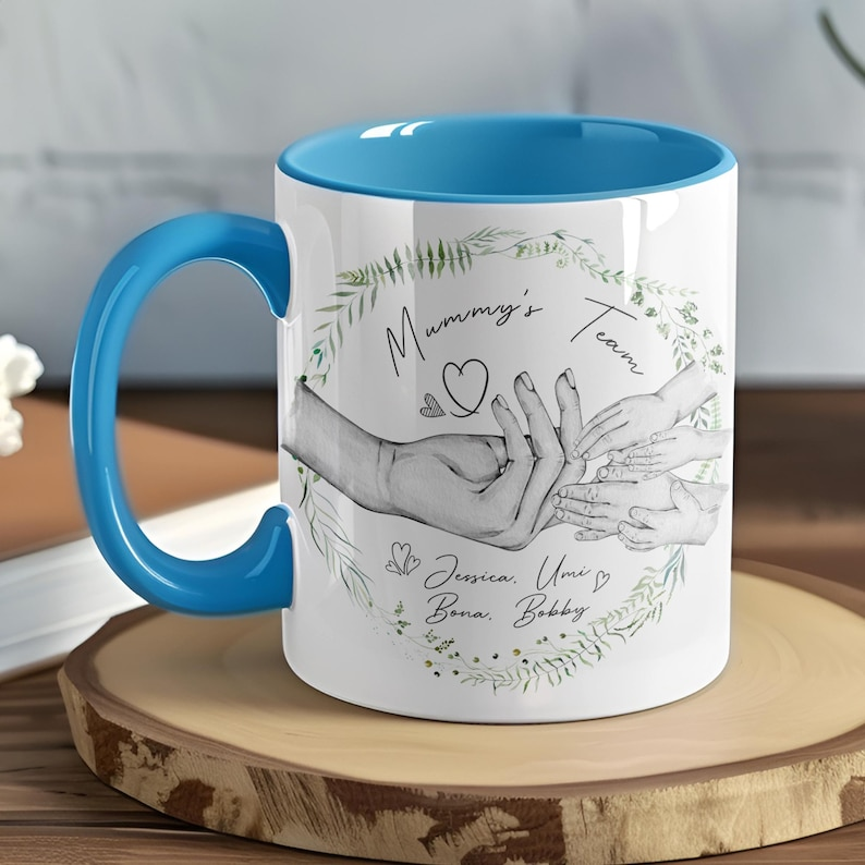 Personalized Mummy Mug with Kids Names – Cute “Mom Team” Gift for Mother’s Day or Birthday
